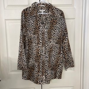 Chico’s Size 3 (XL) Leopard Long Shirt Jacket